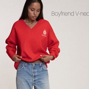 EllnEmm Classic Club V Neck Sweater - Red